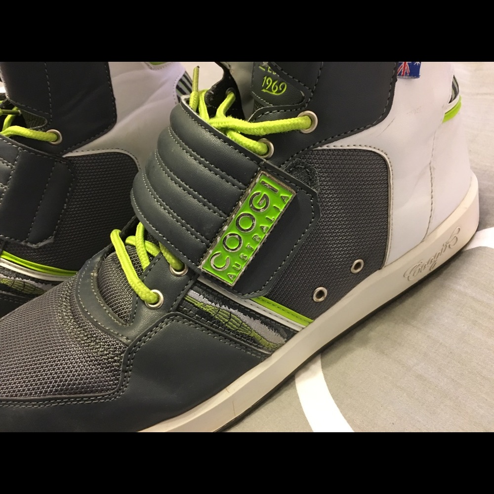 ))SOLD((COOGI lime green and gray shoes size 11M